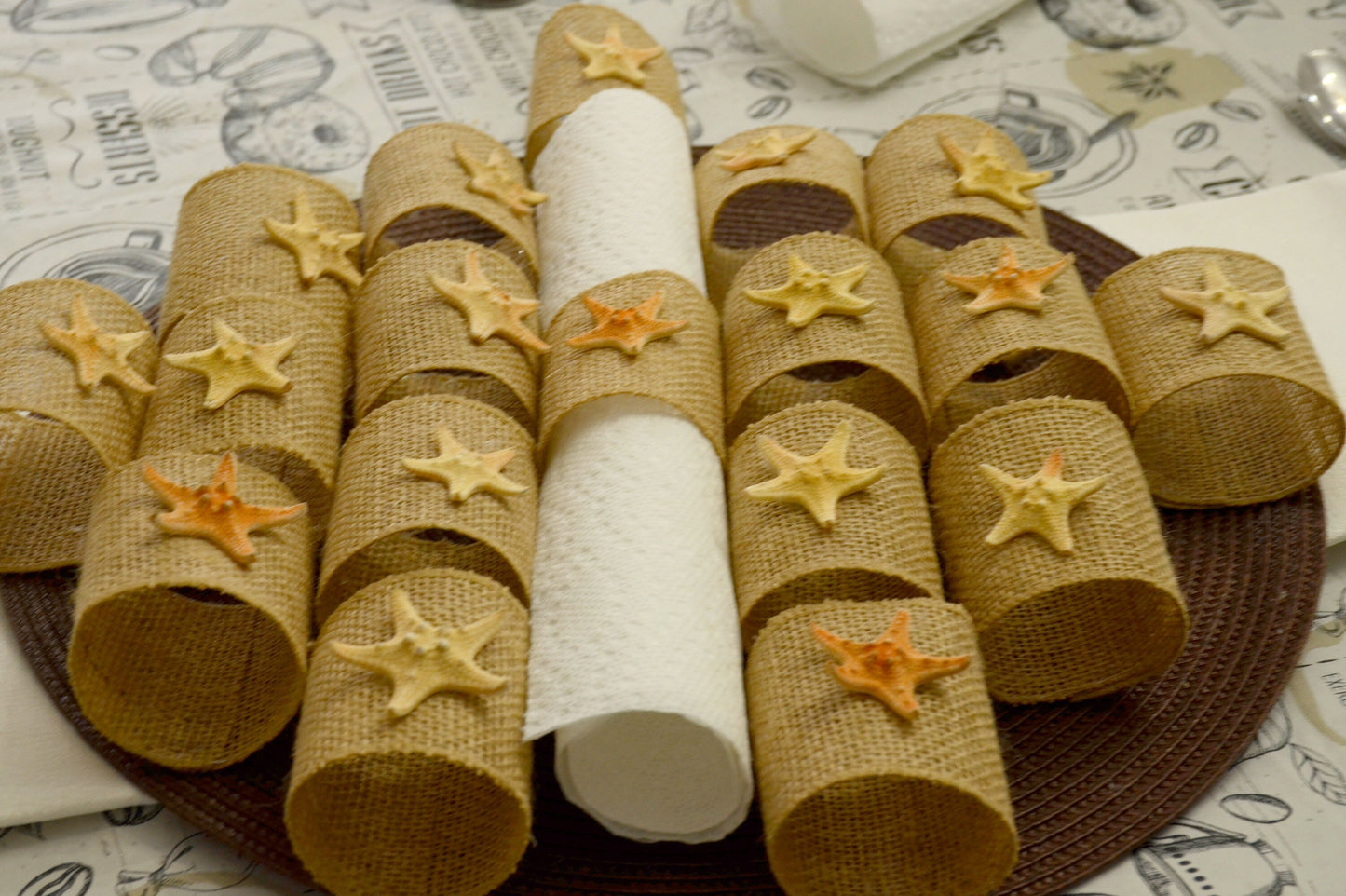 Rustic Jute Napkin Rings β Burlap Serviette Rings, Coastal Kitchen Decor, Wedding Napkin Holder, Handmade Rustic Table Decor, thanksgiving