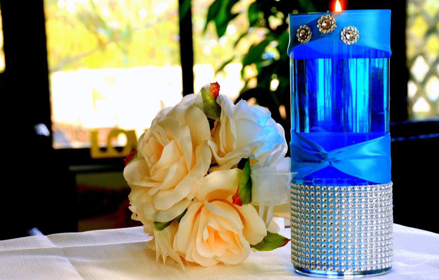 Baby Shower decor, Glam Gold Rhinestone Vase for Wedding Centerpieces β Elegant Bling Bouquet Holder for Bridal Showers, Table Decor