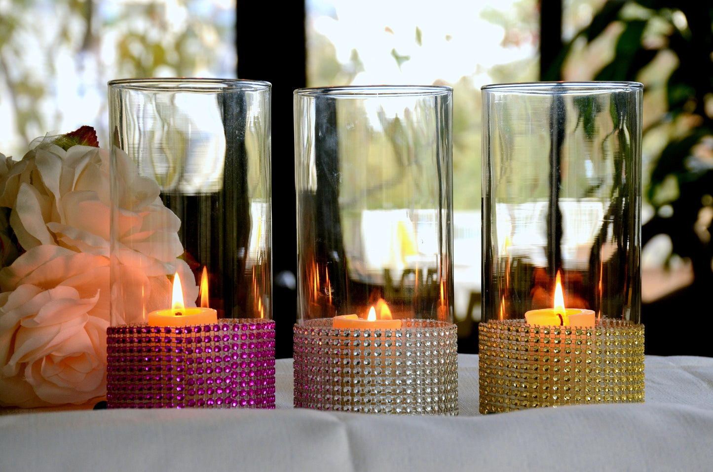 Wedding Centerpieces, Glam Wedding Decor, Bling Table Centerpiece, Sweet Sixteen Decor, Rhinestone Gold Vase, Home Decor, Glam Vase decor