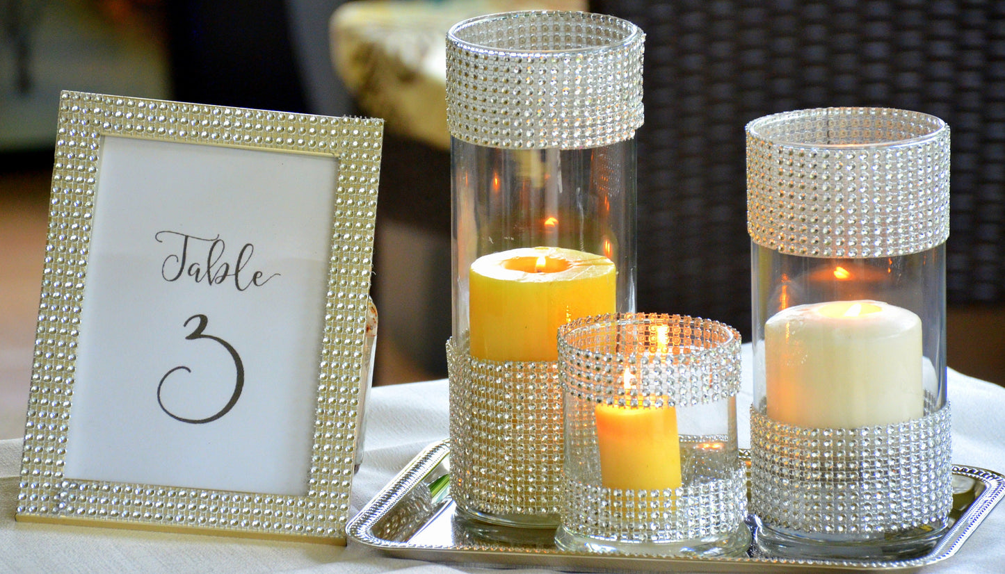 Set of 3-Wedding decors,Bridal shower,Rhinestone Centerpieces,glass Vase with bling,Glam Vase,wedding,bling vase,table centerpiece,bling