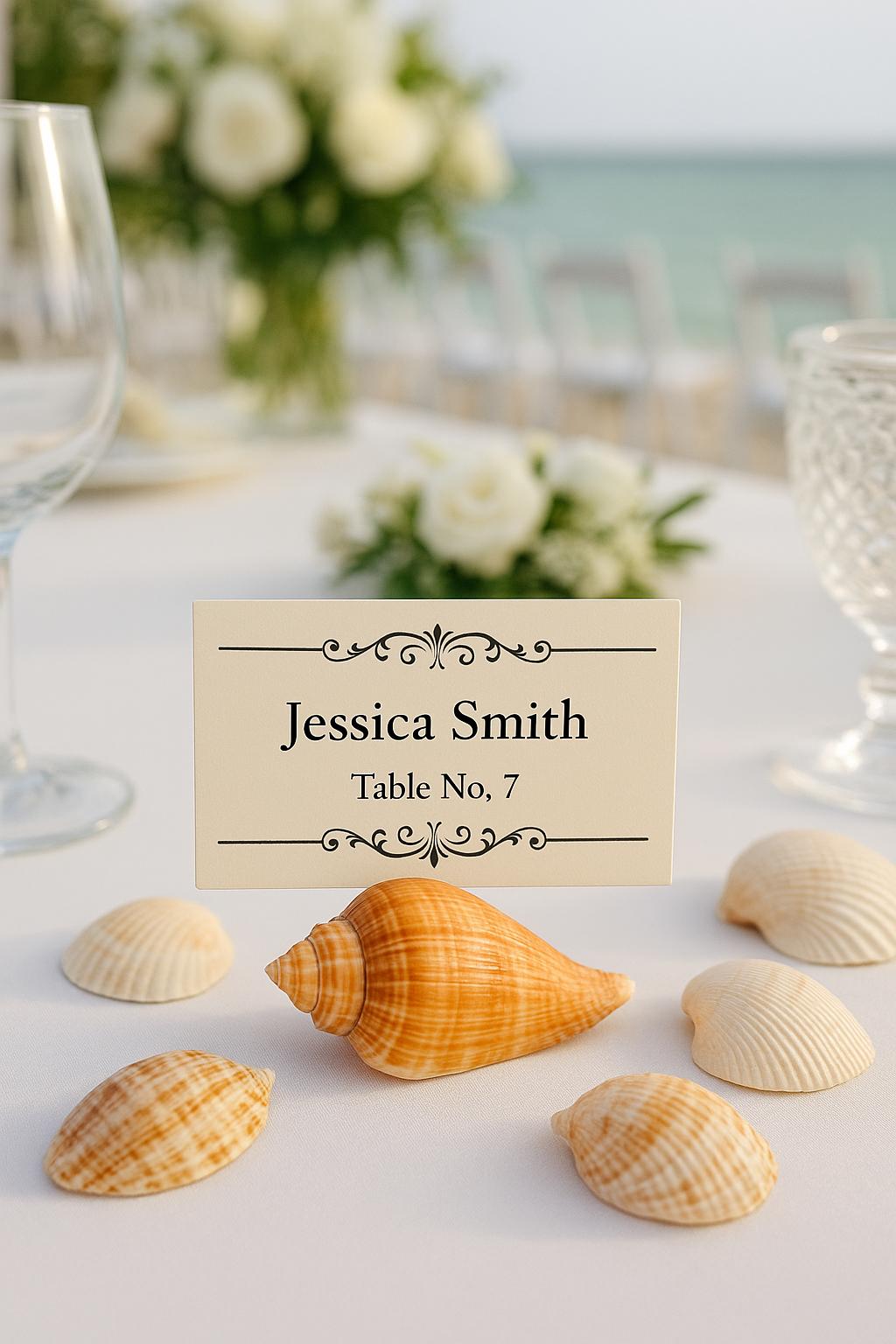 Pack of 15- beach wedding place card holder, rustic beach wedding, elegant beach decor, seaside event style, marine wedding decor, sea