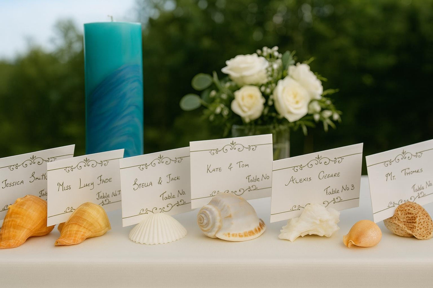 Pack of 15- beach wedding place card holder, rustic beach wedding, elegant beach decor, seaside event style, marine wedding decor, sea