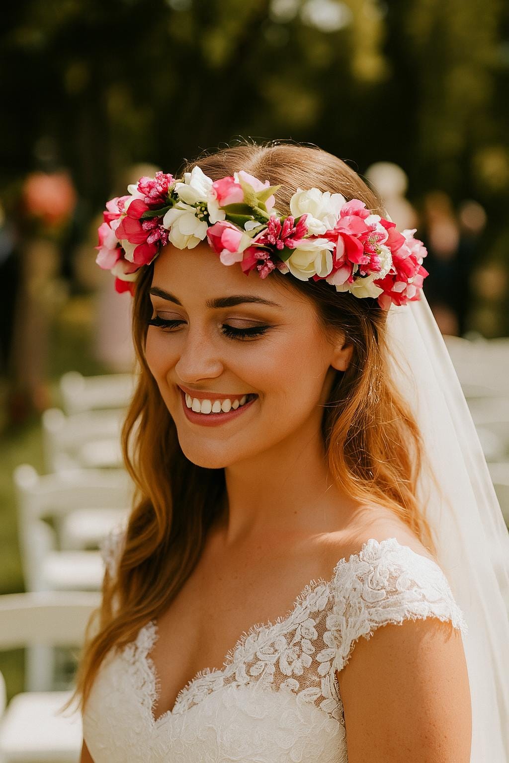Boho Flower Crown β Bridal Flower Tiara, Wedding Wreath, Half Head Floral Wreath, Boho Wedding Hairpiece, Flower Wedding Crown, Bridal Tiara