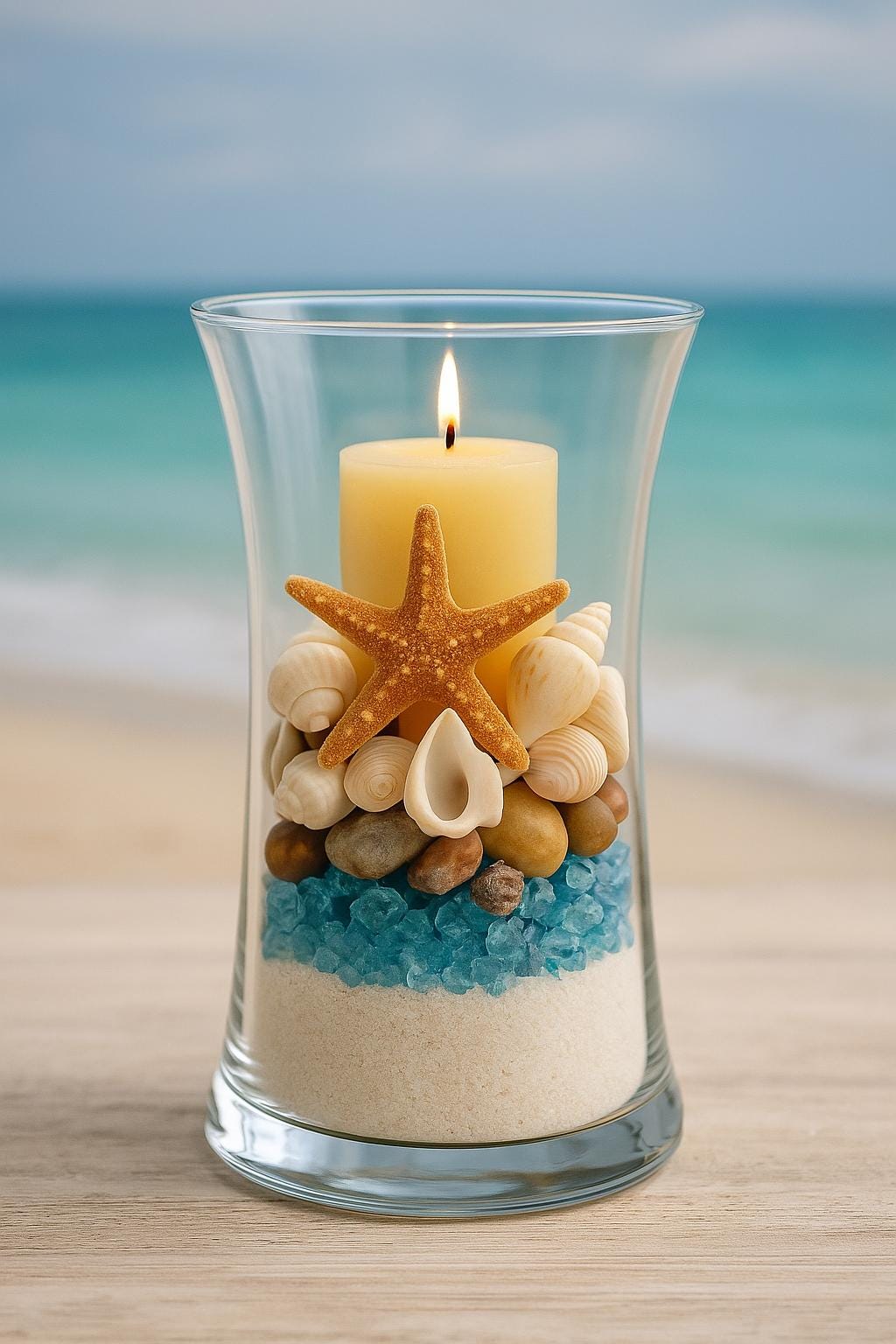 Nautical Candle Holder, Beach Wedding Centerpiece, Coastal Bathroom Decor, Bedside Table Accent, Rustic Farmhouse decor, Seaside Table Decor