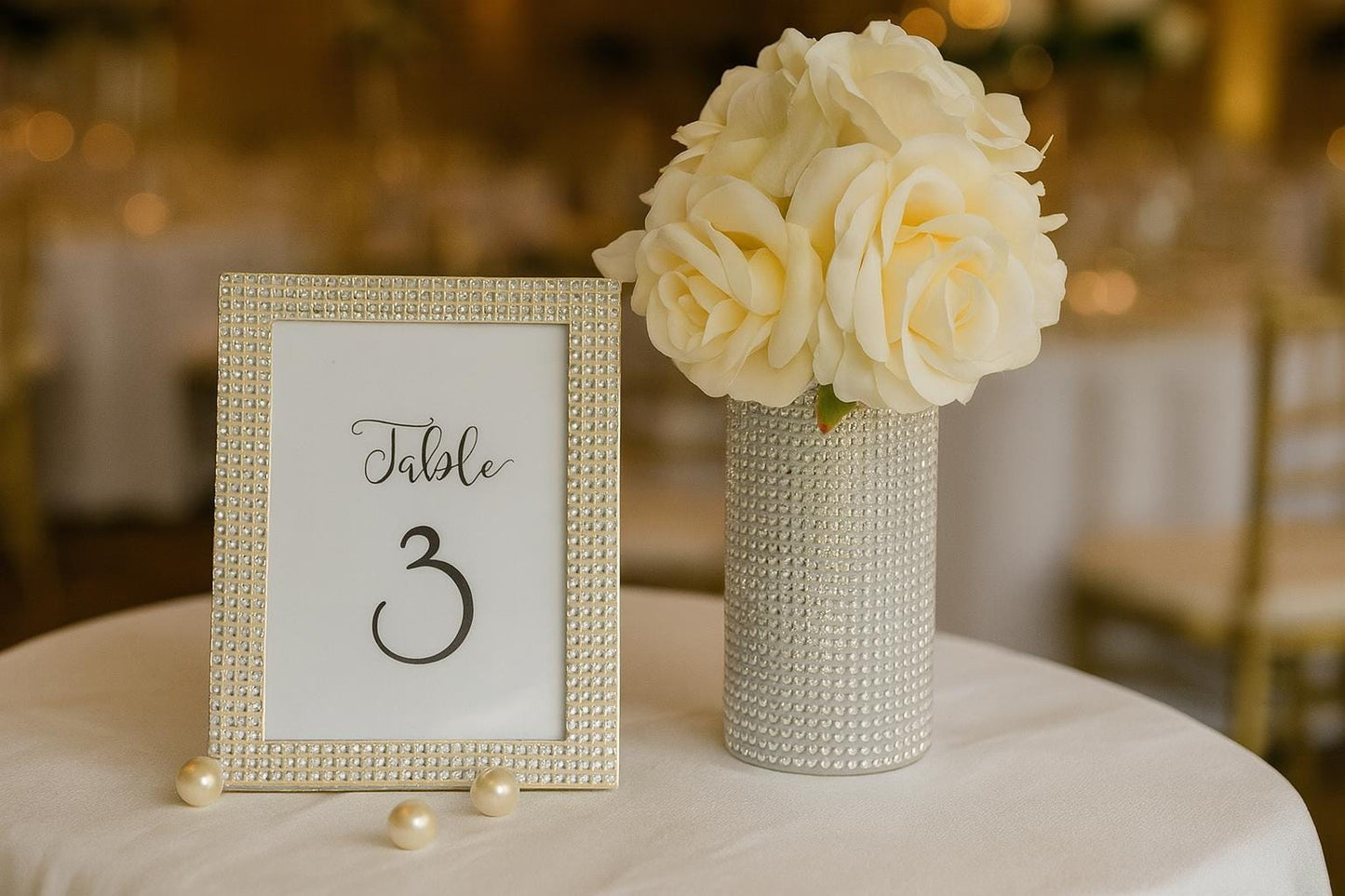 5 piece set - Glam Wedding Centerpiece Set, Silver Rhinestone Vases, Table Decor, Bridal Shower & Reception Decoration, Wedding Table Decor