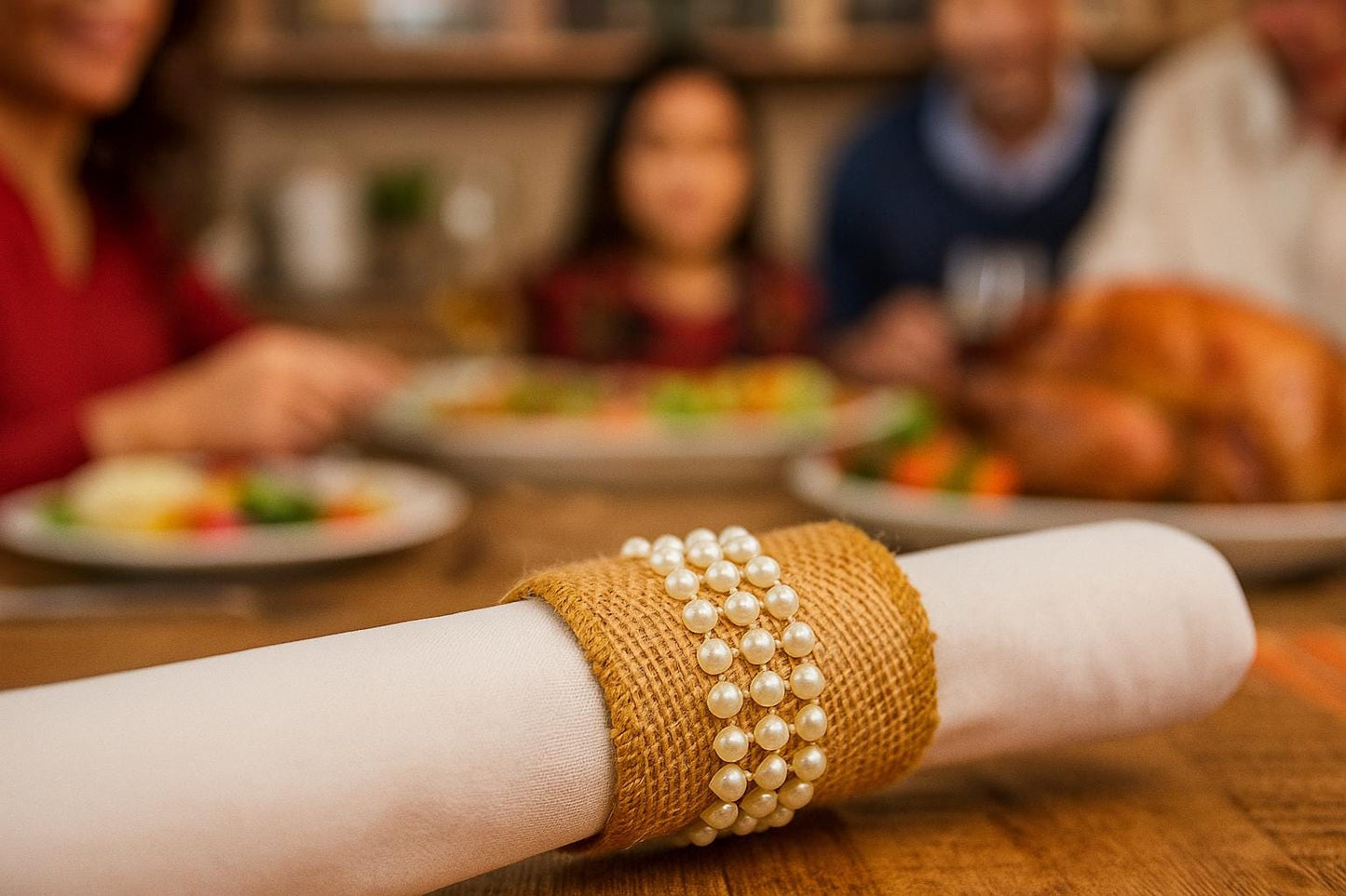 Pearl napkin Ring Set, Rustic Wedding Napkin Holder, Farmhouse Table Decor, Elegant Wedding Napkin Ring Set, Thanksgiving dinner set, Napkin