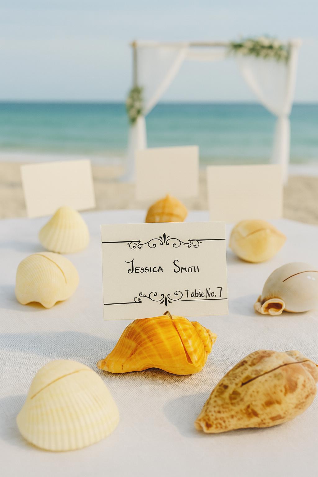Pack of 15- beach wedding place card holder, rustic beach wedding, elegant beach decor, seaside event style, marine wedding decor, sea