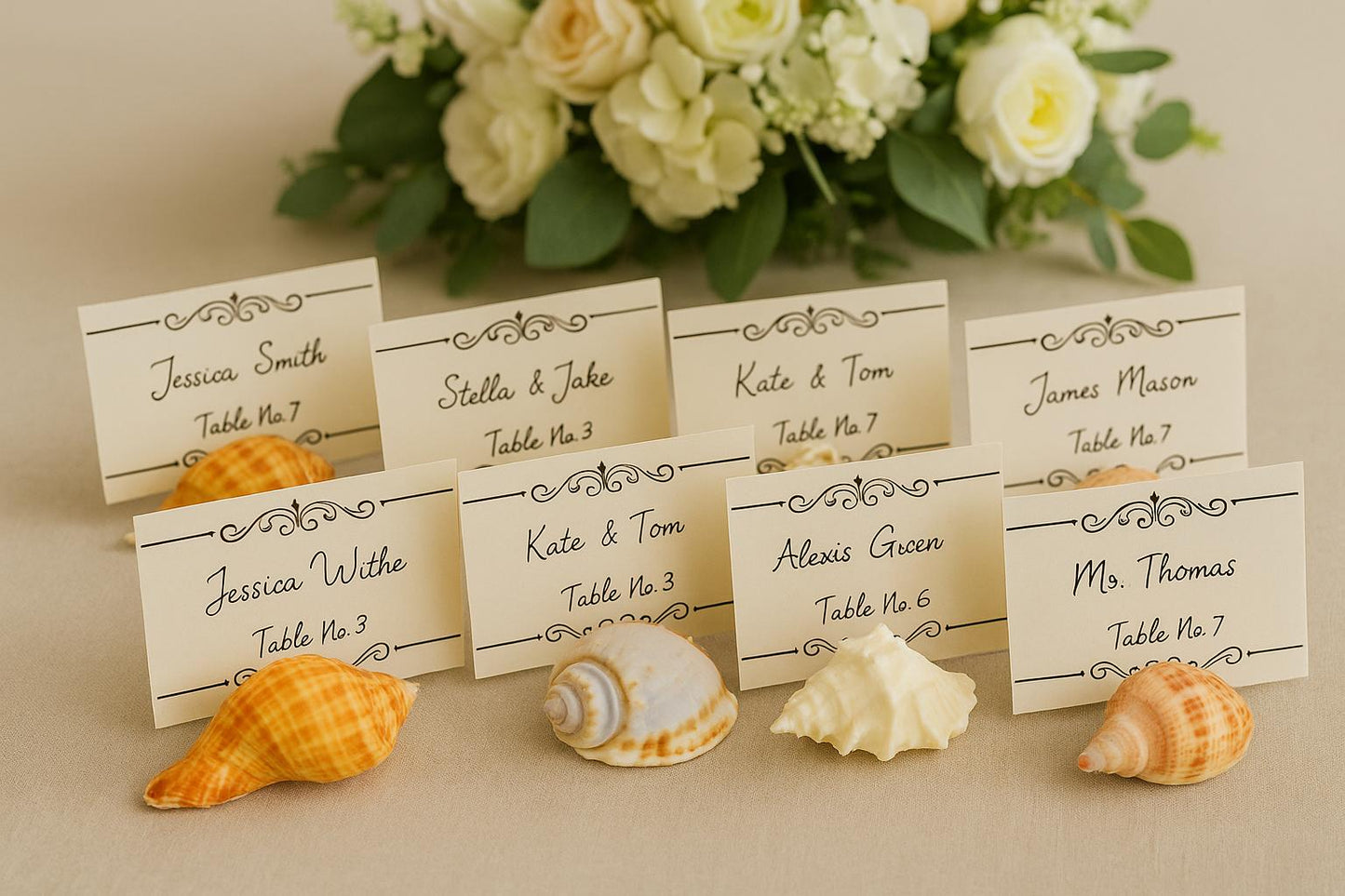 Pack of 15- beach wedding place card holder, rustic beach wedding, elegant beach decor, seaside event style, marine wedding decor, sea