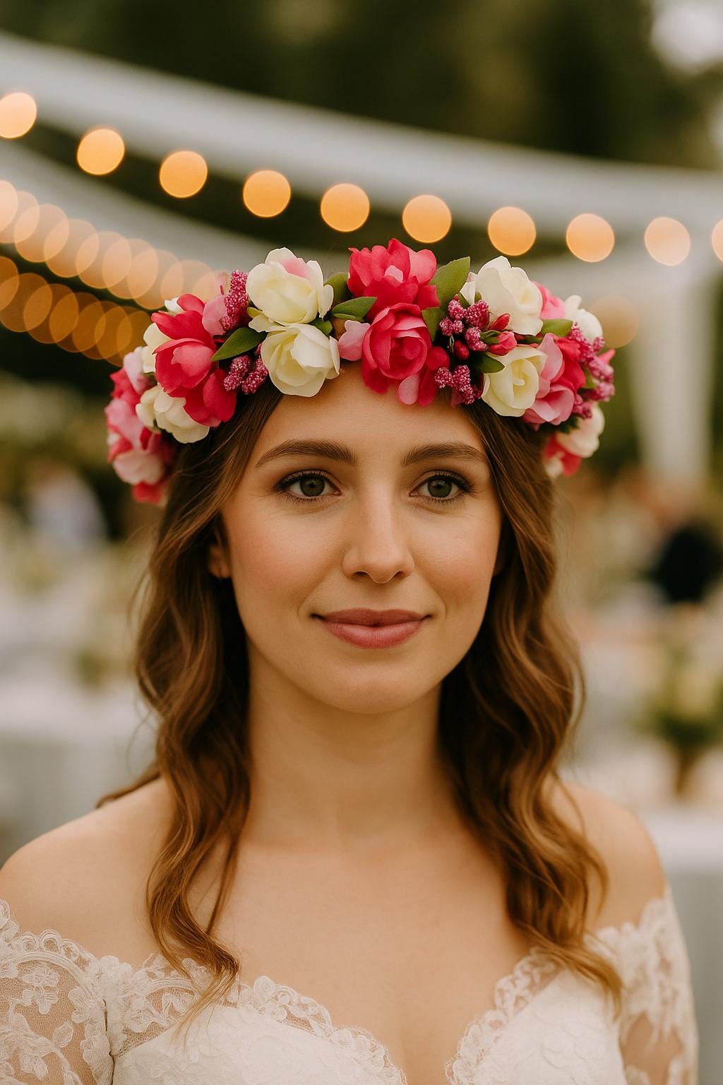 Boho Flower Crown β Bridal Flower Tiara, Wedding Wreath, Half Head Floral Wreath, Boho Wedding Hairpiece, Flower Wedding Crown, Bridal Tiara