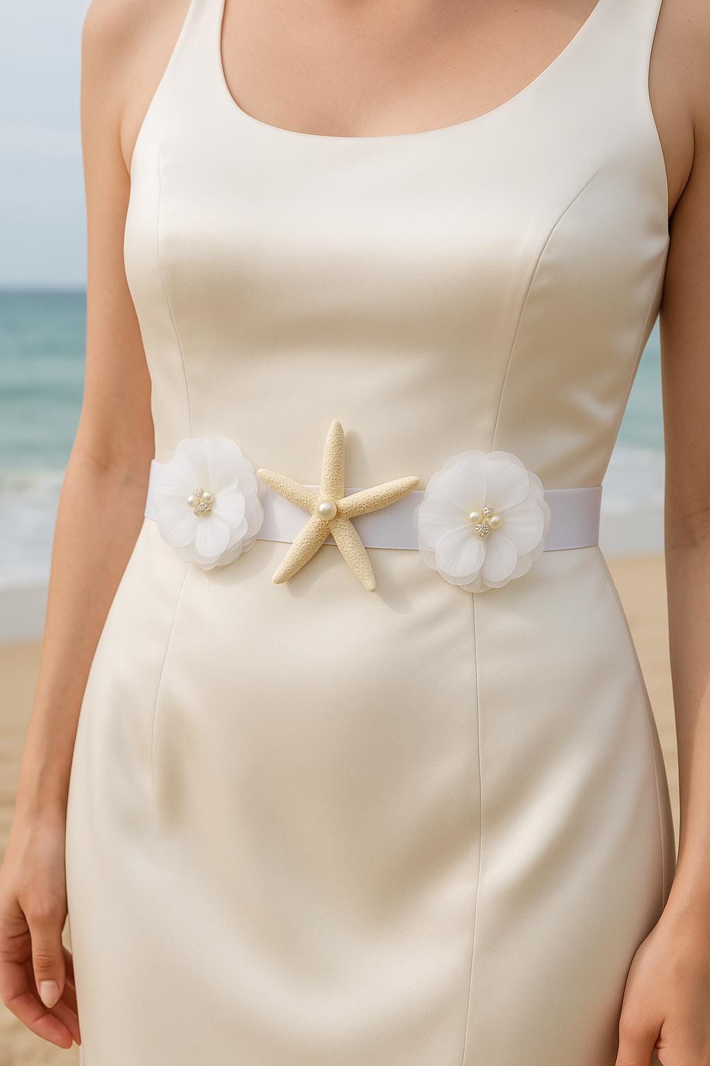 Beach Bride Sash, Starfish Bridal Belt, Wedding Belt, Wedding Dress Waist Belt, Wedding Gown Sash, Bridal Waistband, Wedding Accessories