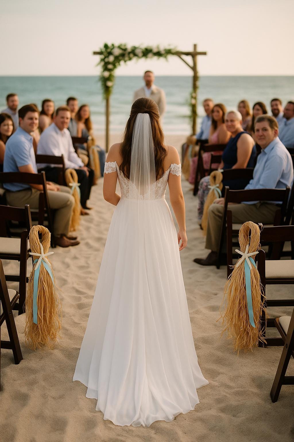 Beach Wedding Aisle Decorations, Starfish Raffia, Coastal Wedding Aisle Runner, Nautical Chair Hanger, Destination Wedding Aisle, Wedding