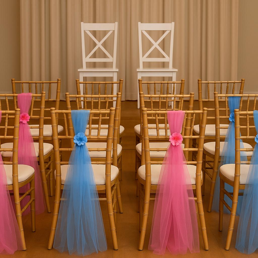 6-Baby Shower Chair Decor, Beach Chair Hanger, Luau Party Decor, Aisle Decoration, Church Wedding Decor, Baby shower, Gender reveal party