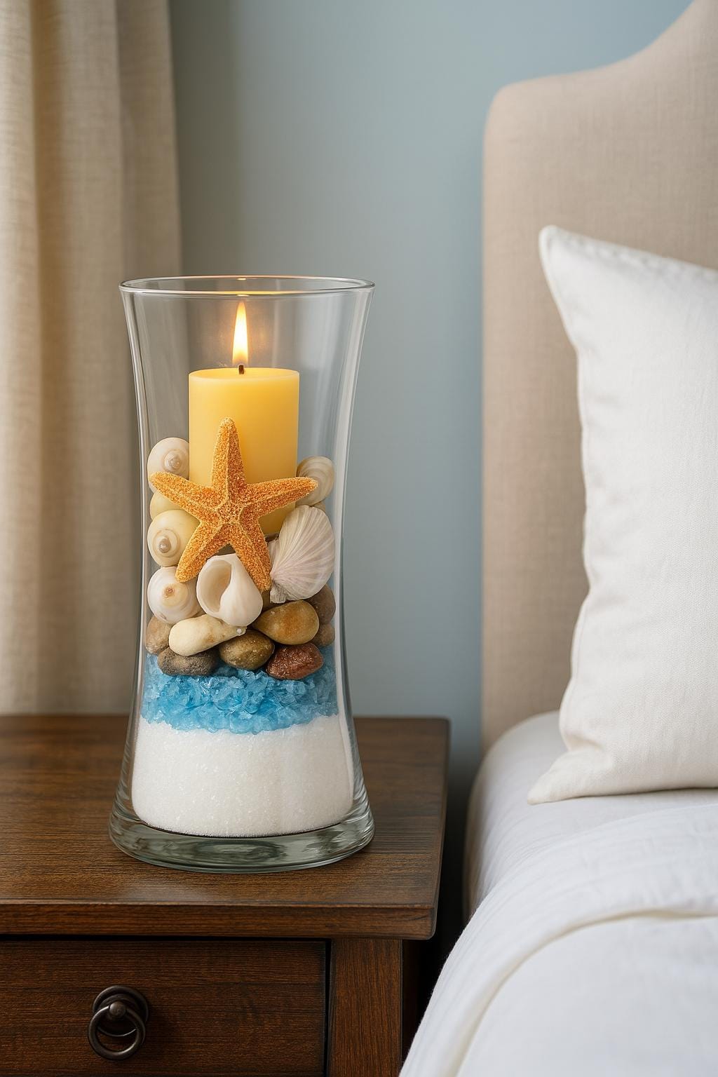 Nautical Candle Holder, Beach Wedding Centerpiece, Coastal Bathroom Decor, Bedside Table Accent, Rustic Farmhouse decor, Seaside Table Decor