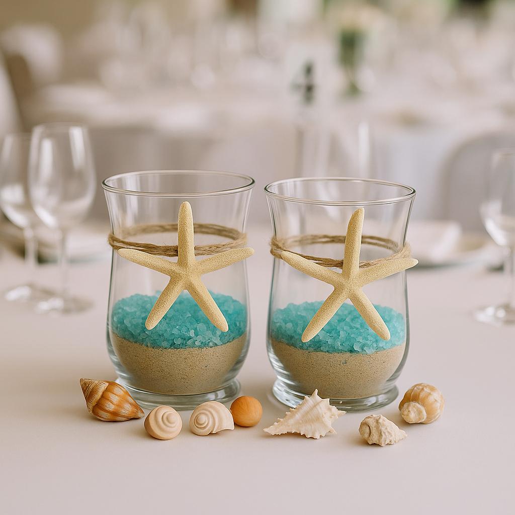 Set of 6 Beach Wedding Centerpieces, Nautical Decor, Rustic Wedding Table Decor, Beach House Centerpiece, Coastal Wedding Decorations, Ocean