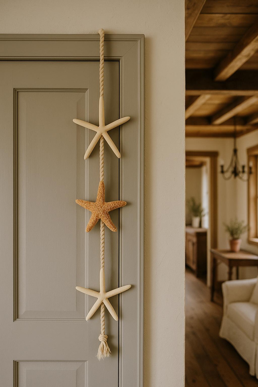 Beachy Wall Decorations, Christmas Door Hanger, Beach Housewarming Gift, Beach Theme Decor, Farmhouse Wall Accent, starfish Lake House Decor