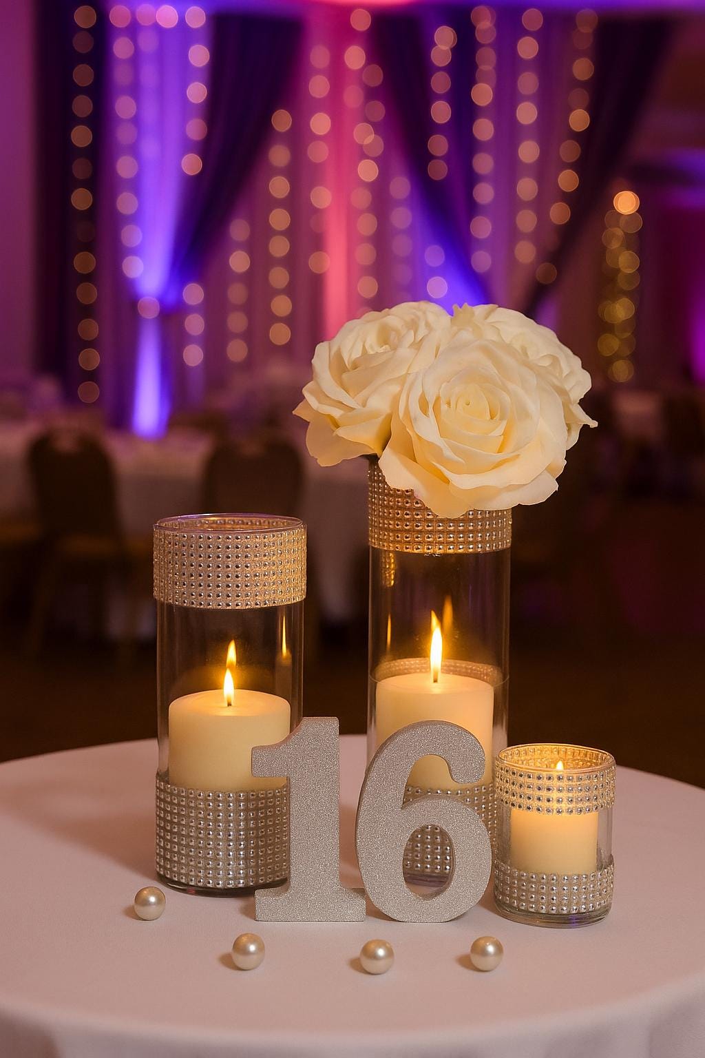 Set of 3-Wedding decors,Bridal shower,Rhinestone Centerpieces,glass Vase with bling,Glam Vase,wedding,bling vase,table centerpiece,bling