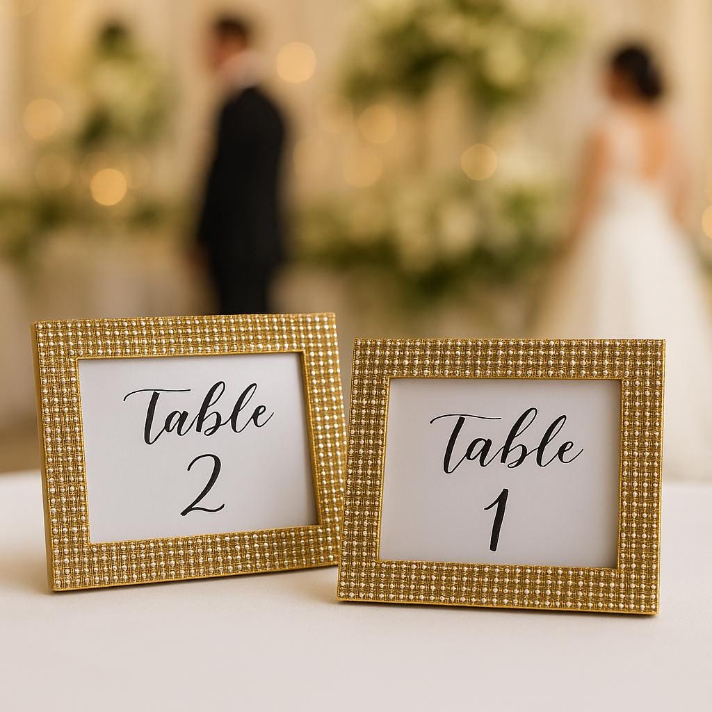 Set of 10 Rhinestone Table Numbers, Bling Guest Book Sign, Sparkle Wedding Decor, Bridal Shower Place Card Holders, Place Card Holders