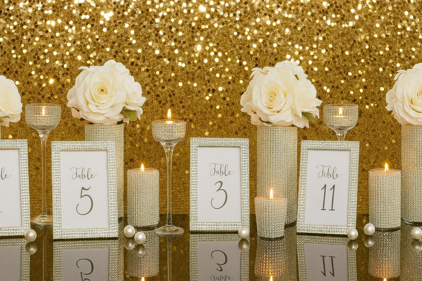 5 piece set - Glam Wedding Centerpiece Set, Silver Rhinestone Vases, Table Decor, Bridal Shower & Reception Decoration, Wedding Table Decor
