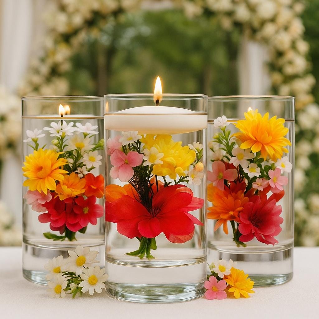 Silk Floral Wedding Centerpiece, Tall Cylinder Vase Decor, Faux Flower Arrangement for Wedding or Home decor, glass Wedding centerpieces
