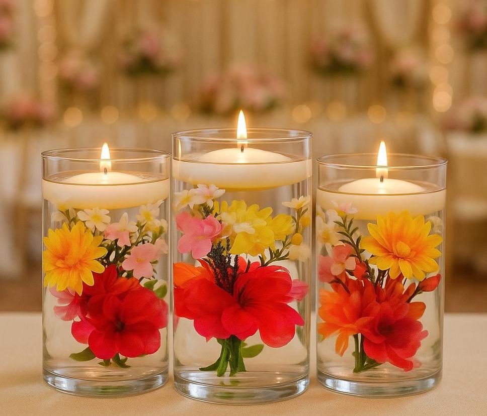 Silk Floral Wedding Centerpiece, Tall Cylinder Vase Decor, Faux Flower Arrangement for Wedding or Home decor, glass Wedding centerpieces