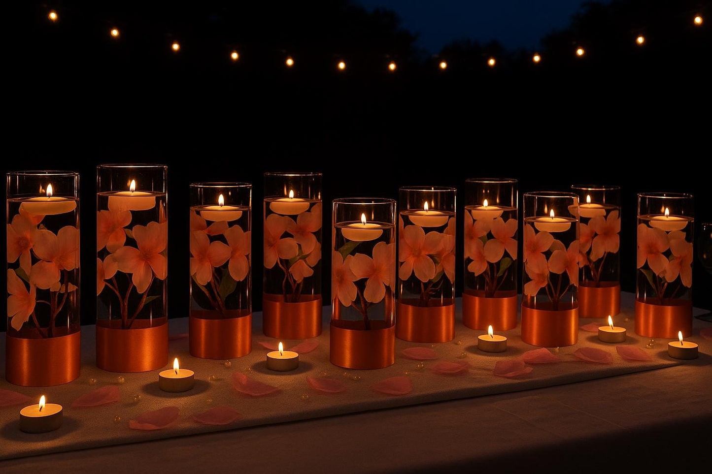 Set of 5- Wedding Floral Arrangement, Wedding Centerpieces, Silk Floral Arrangement, Wedding Floral Decor, Floating Candle Centerpiece