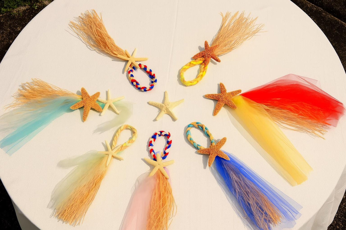Starfish Raffia Chair Hanger, Beach Wedding Pew Decor, Summer Aisle Markers, Destination Wedding Decorations, Coastal Ceremony Decor