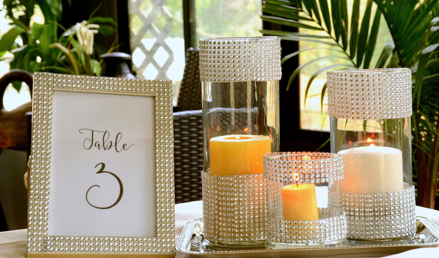 Set of 3-Wedding decors,Bridal shower,Rhinestone Centerpieces,glass Vase with bling,Glam Vase,wedding,bling vase,table centerpiece,bling
