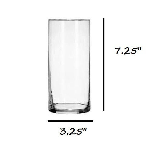 Tall cylinder vase - 7.25" Vase, Glass vase,plain glass case,Cylinder vase for decor, candle holder cylinder vase,Floral decor cylinder vase