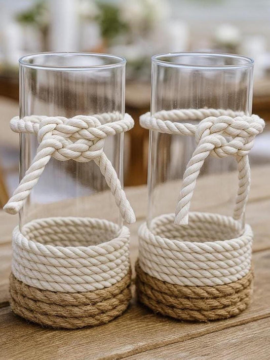 Seaside wedding, handmade beach wedding decor, beach wedding bulk vases, beach wedding accents, rope wrapped vase, nautical centerpiece