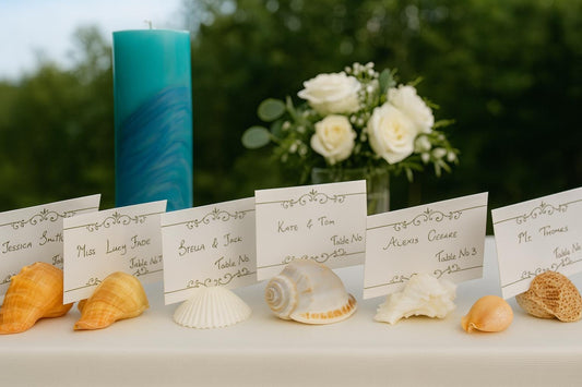 Pack of 15- beach wedding place card holder, rustic beach wedding, elegant beach decor, seaside event style, marine wedding decor, sea