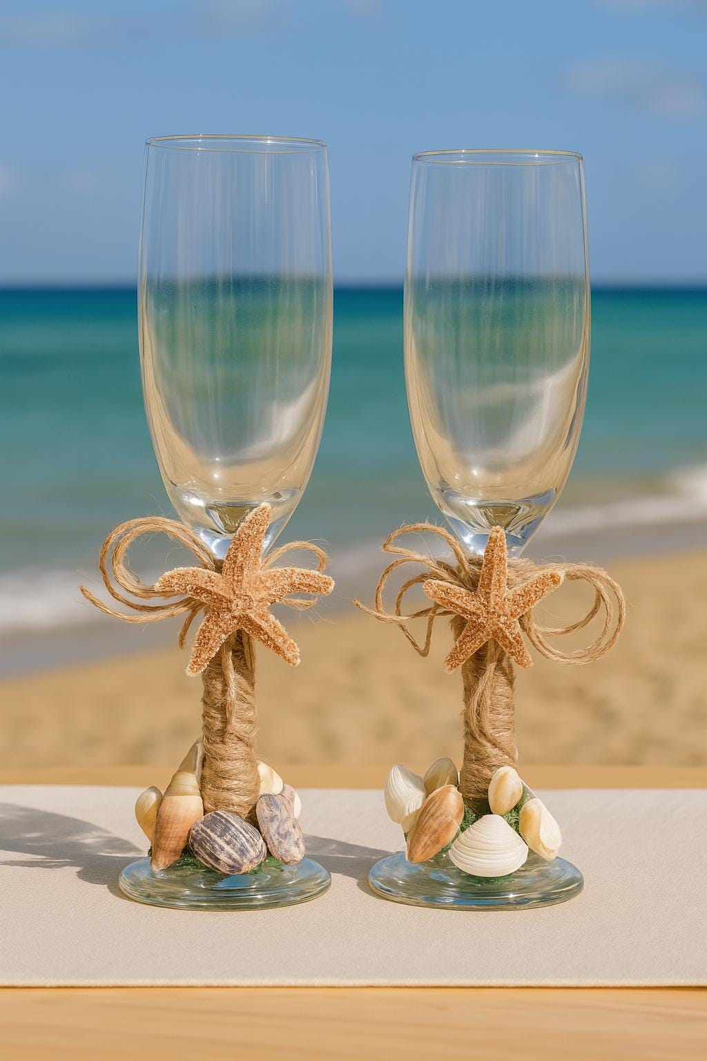 Beach Wedding Champagne Glasses, Nautical Toasting Flutes for Couple, Wedding Toast Set, Coastal Wedding Toast, Bride and Groom Glasses
