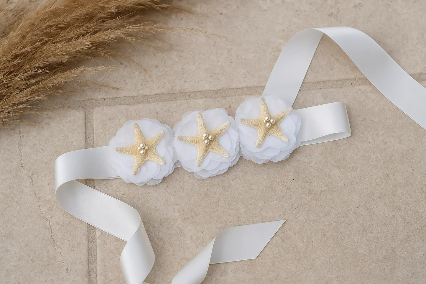 Beach Bride Sash, Starfish Bridal Belt, Wedding Belt, Wedding Dress Waist Belt, Wedding Gown Sash, Bridal Waistband, Wedding Accessories