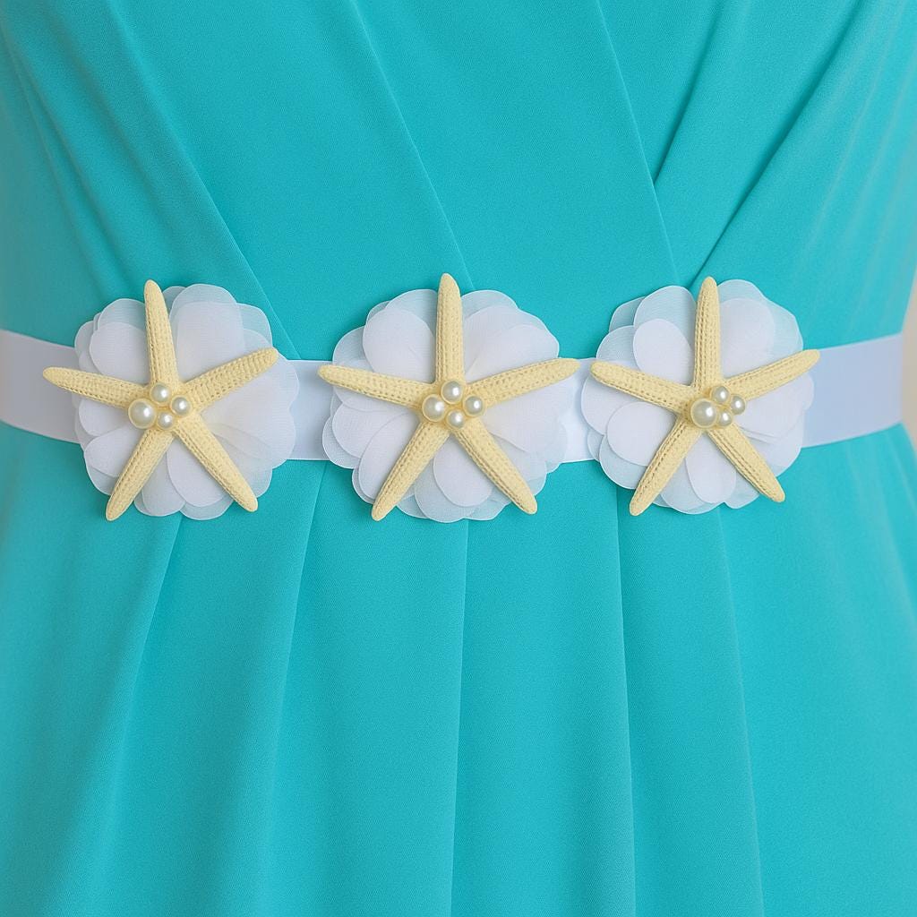 Beach Bride Sash, Starfish Bridal Belt, Wedding Belt, Wedding Dress Waist Belt, Wedding Gown Sash, Bridal Waistband, Wedding Accessories
