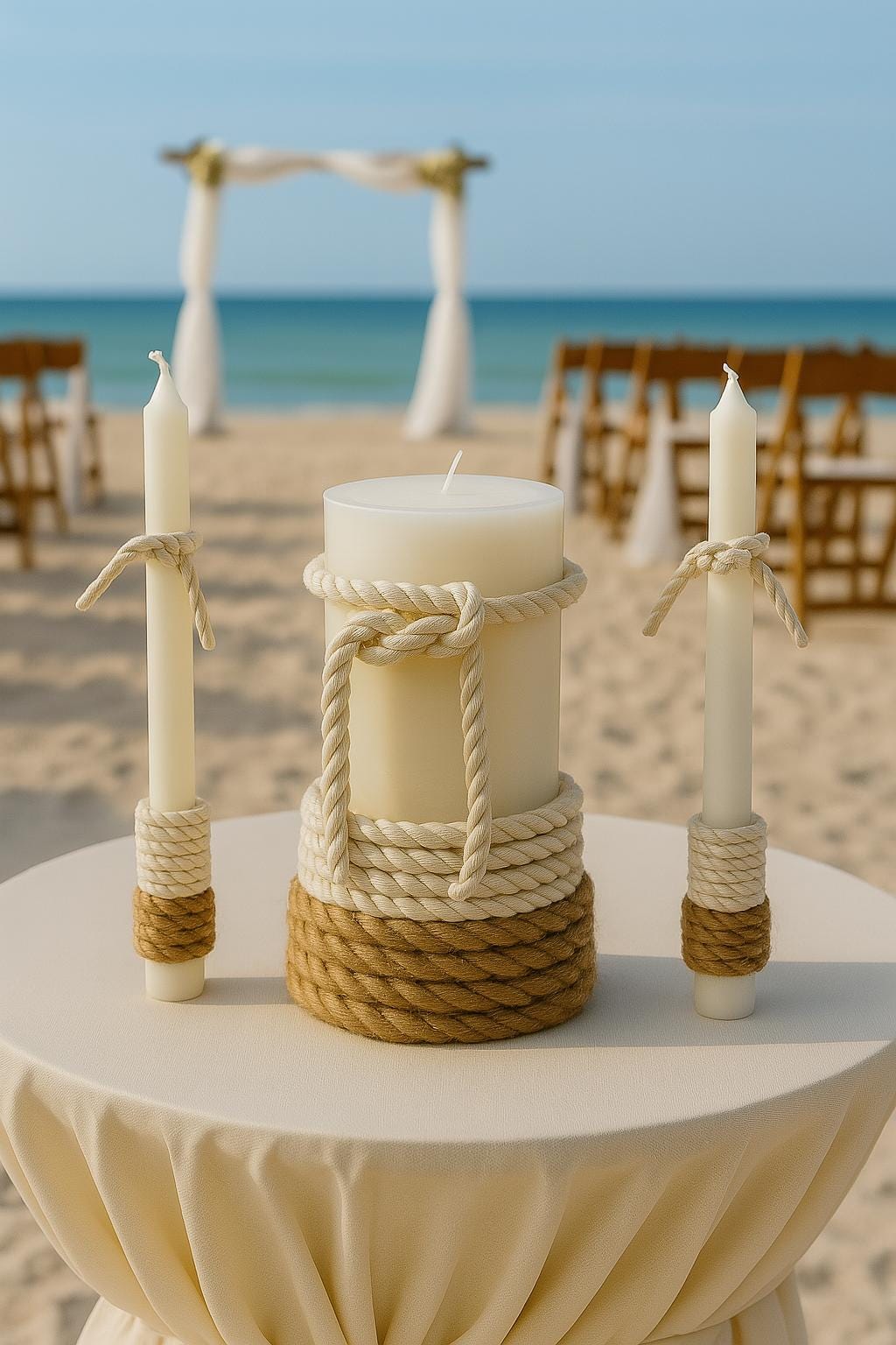 Wedding Unity Candle for Beach Wedding, Unity Candle Set, Vow Renewal, Nautical Wedding Ceremony Candle, Coastal Ceremony taper Candle