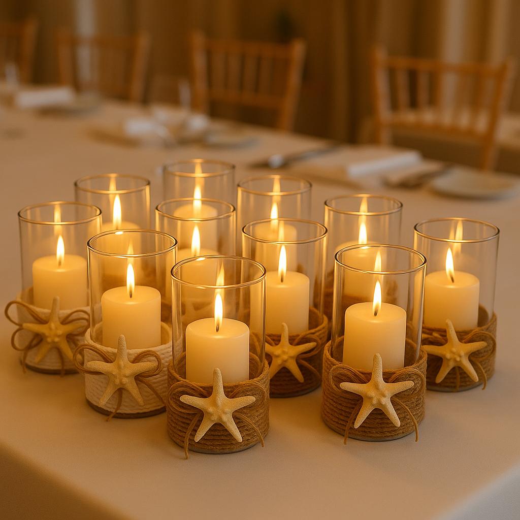 Beach wedding centerpiece, table centerpiece, beach house candle holder, Ocean theme wedding, bathroom decor, Destination Wedding decor