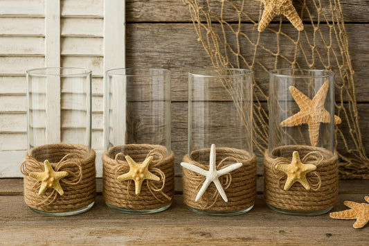 Farmhouse decor, Beach Wedding Centerpiece, Beach House Decor, Bathroom Decor, Rustic Decor, Coastal Candle Decor, sea side wedding decor