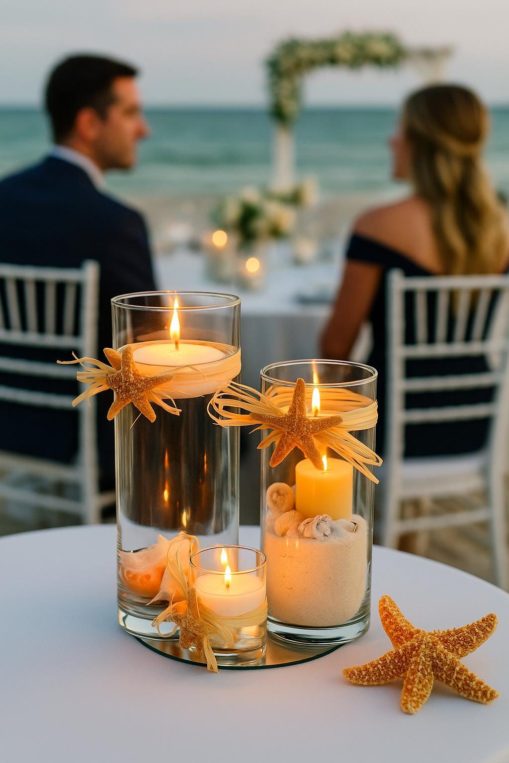 Set of 3 Beach Wedding Centerpieces, Summer Wedding Table Decor, Coastal Wedding Arrangement, Spring Party Table Decor, Nautical Centerpiece