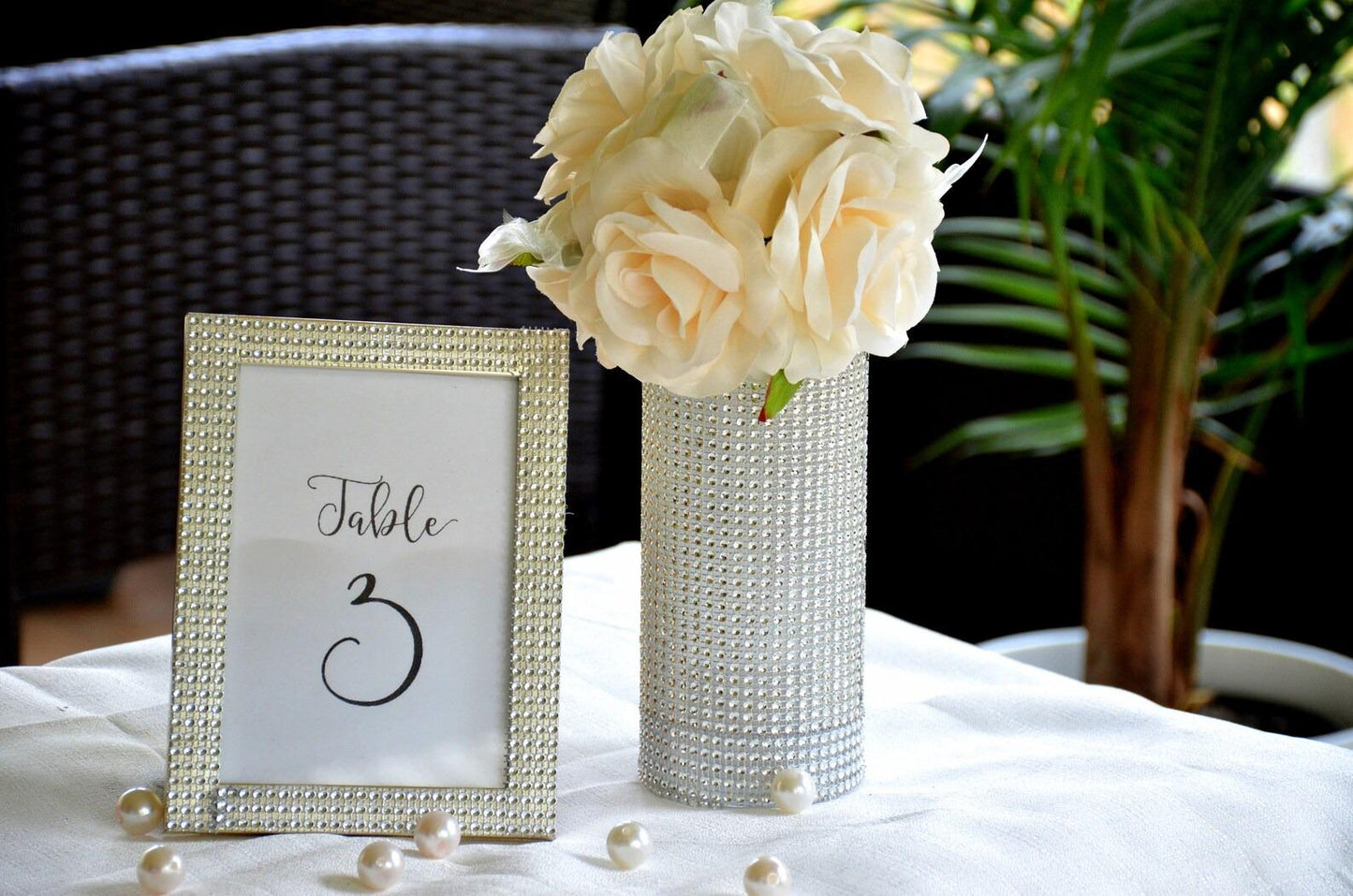 Set of 12- Centerpieces, Glam Centerpieces, Cylinder Vases, Rhinestone Decor, Quinceanera & Sweet 16 Decor, Wedding Table Decor, Bling Vase