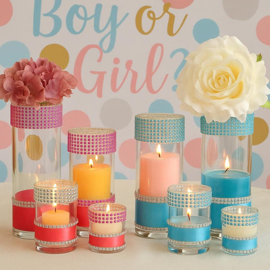 Gender Reveal Party decor, Bridal Shower Table Decor, Glam Wedding Vases, Sparkle Table Centerpiece, Elegant Reception decor, Baby Shower