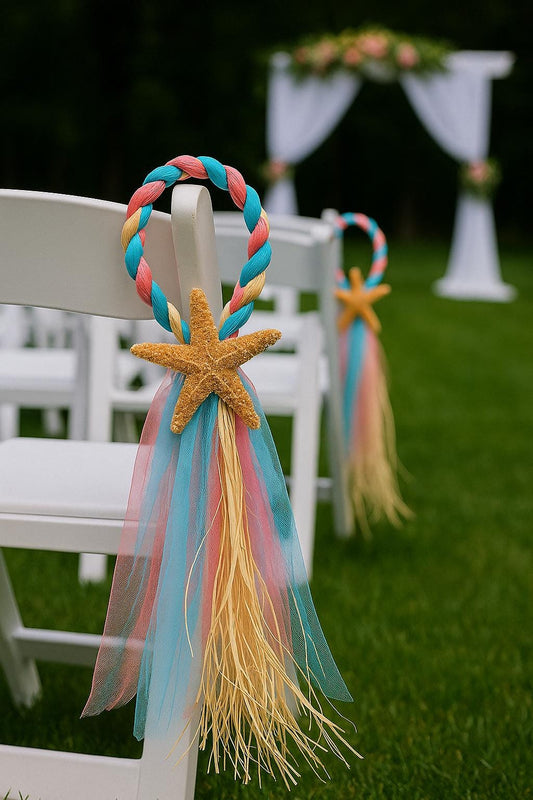 Raffia Chair Decorations for Beach Wedding, Aisleway Hanging Decor, Coastal Walkway Accents, Engagement Ceremony Decor,coastal theme wedding
