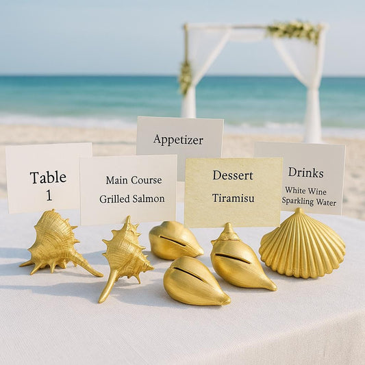 Pack of 15- Escort card holder, beach card holders, seashell place holder, table name holder, rustic wedding decor, nautical table decor,