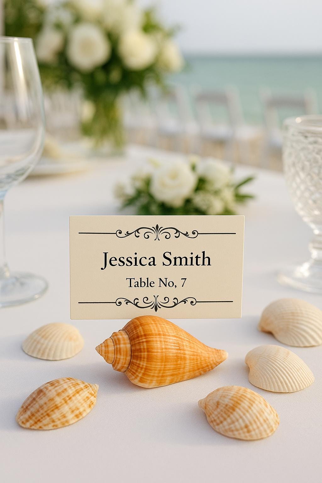Pack of 15- Escort card holder, beach wedding place card holder, Seashell Place Card Holders, Starfish Place Card Holder, coastal wedding