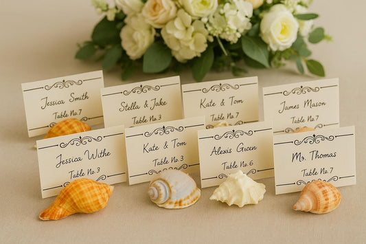 Pack of 15- Escort card holder, beach wedding place card holder, Seashell Place Card Holders, Starfish Place Card Holder, coastal wedding