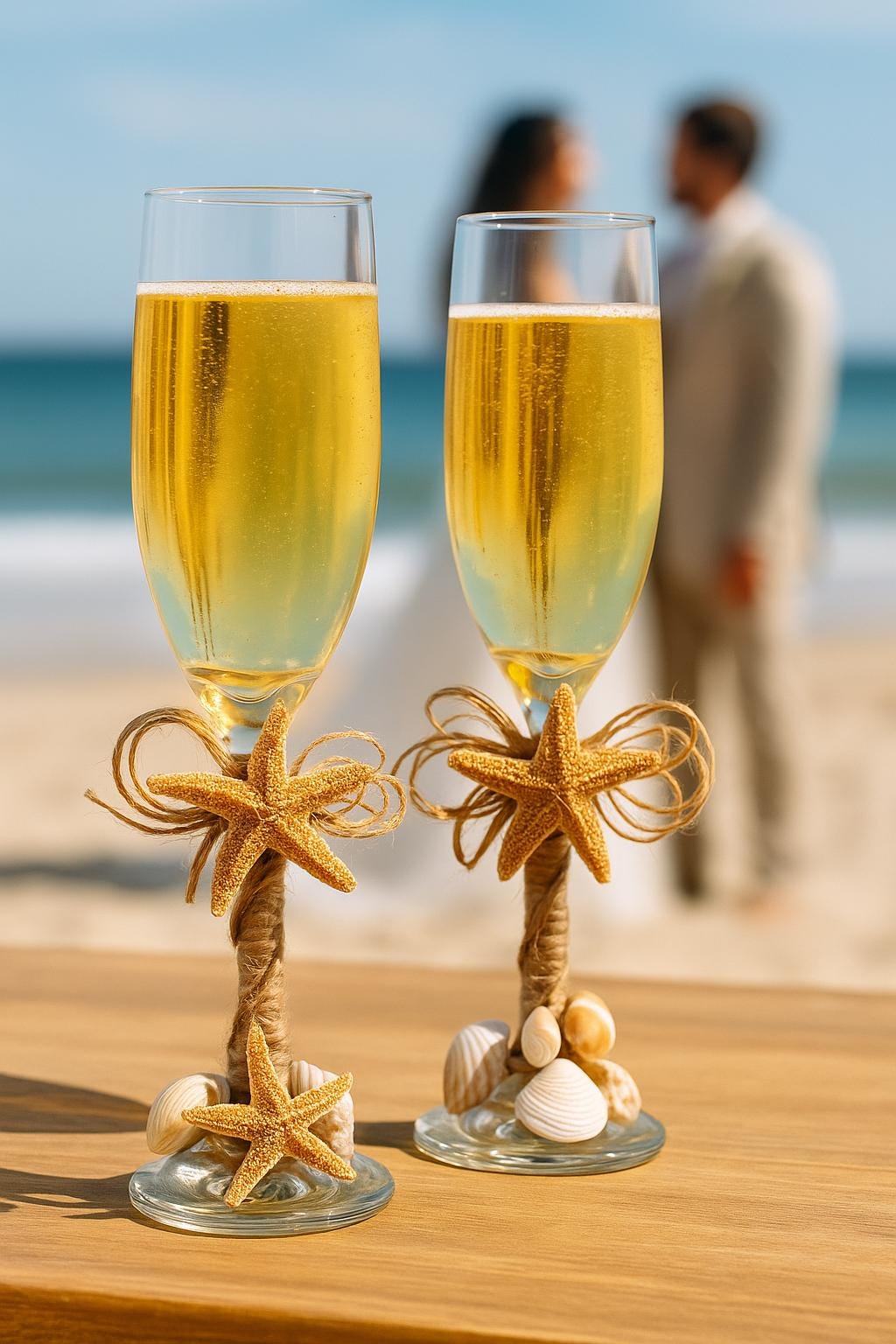 Beach Wedding Champagne Glasses, Nautical Toasting Flutes for Couple, Wedding Toast Set, Coastal Wedding Toast, Bride and Groom Glasses