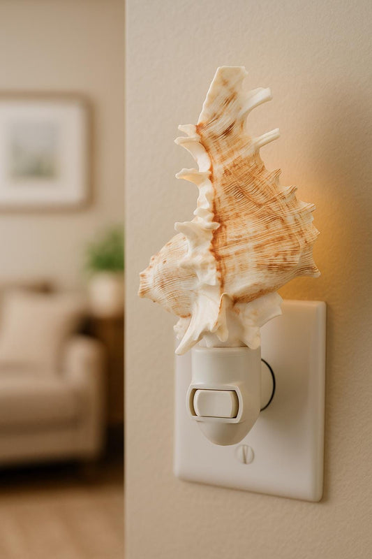 Seashell Night Light, Murex Shell Lamp, Beach Bathroom Light, Coastal Bedroom Night Lamp, Ocean Decor, Nautical Sea Shell Light, Nautical
