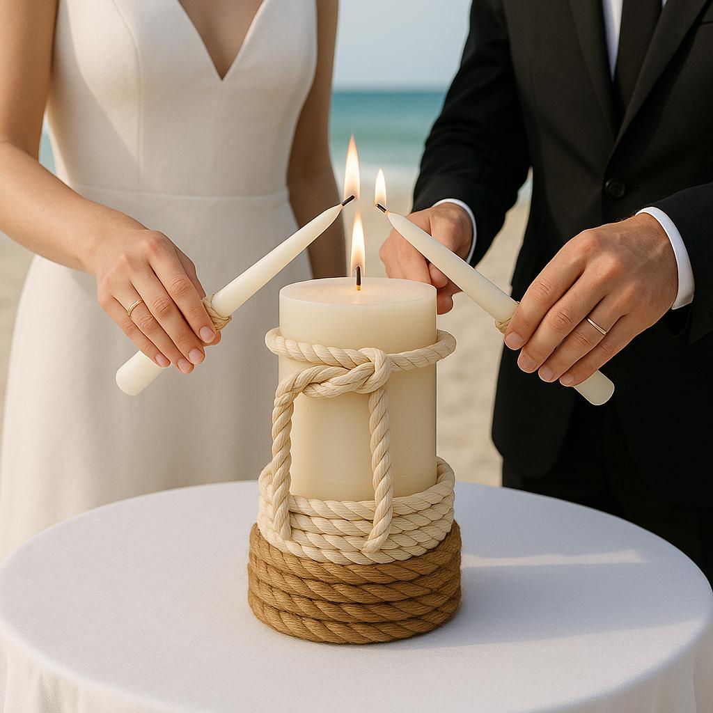 Wedding Unity Candle for Beach Wedding, Unity Candle Set, Vow Renewal, Nautical Wedding Ceremony Candle, Coastal Ceremony taper Candle
