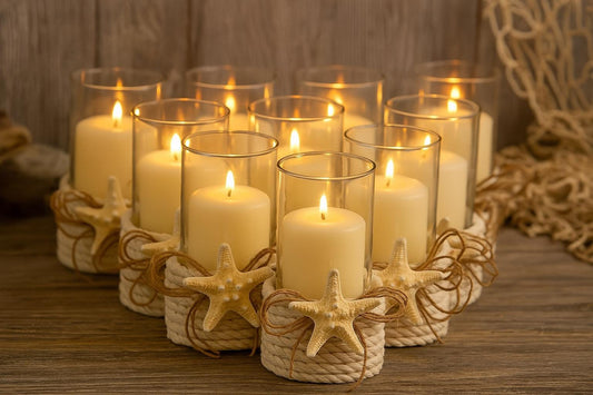 Beach wedding centerpiece, table centerpiece, beach house candle holder, Ocean theme wedding, bathroom decor, Destination Wedding decor