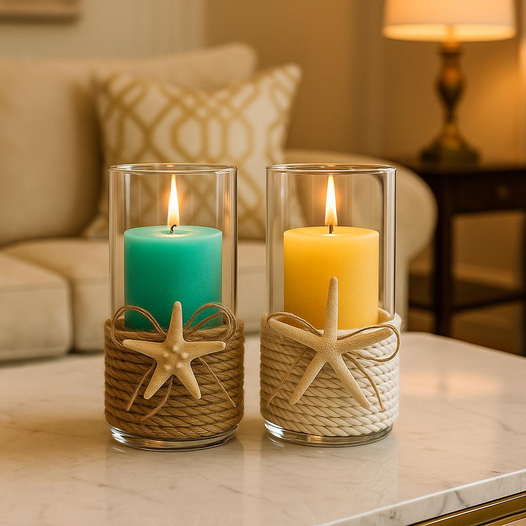 Farmhouse decor, Beach Wedding Centerpiece, Beach House Decor, Bathroom Decor, Rustic Decor, Coastal Candle Decor, sea side wedding decor