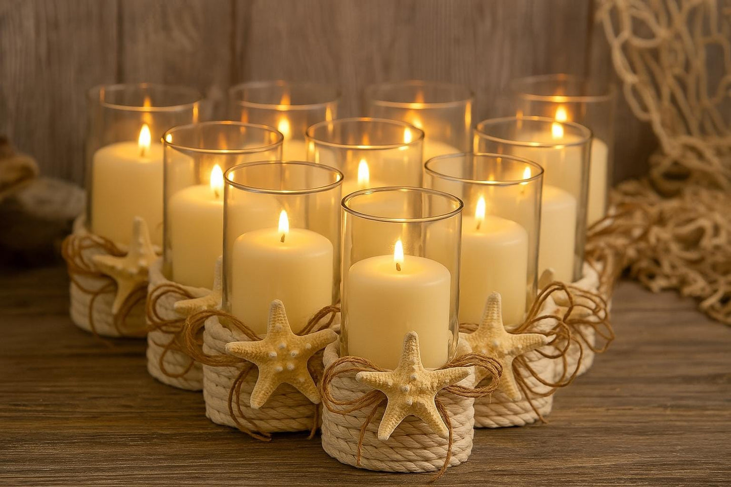 Farmhouse decor, Beach Wedding Centerpiece, Beach House Decor, Bathroom Decor, Rustic Decor, Coastal Candle Decor, sea side wedding decor
