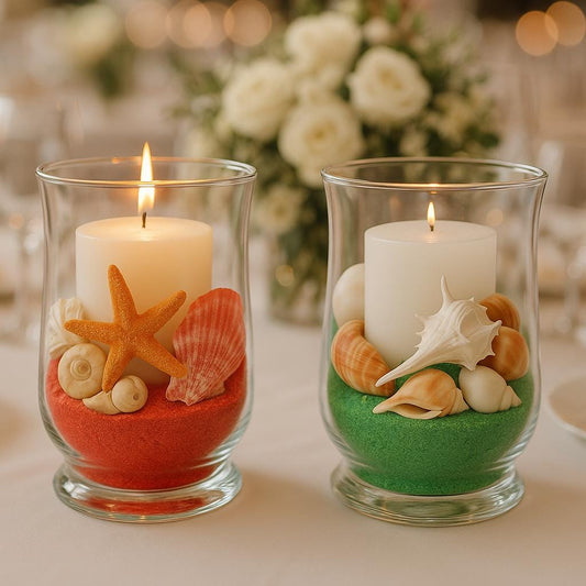 Coastal Wedding Table Decor | Nautical Centerpiece with Starfish & Shells | Beach Theme Reception Decoration | Ocean-Inspired Wedding Decor
